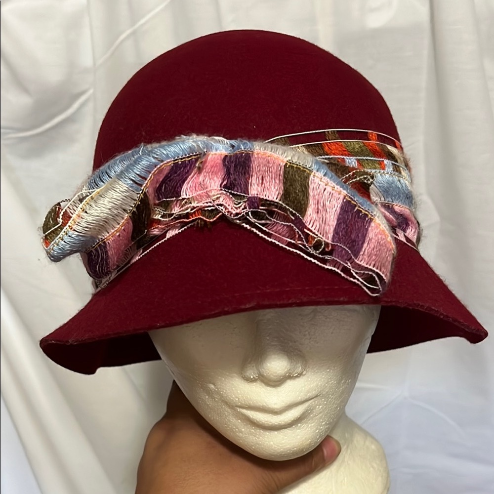 San Diego Hat Company Red and Pink Bucket Hat with Artisanal Band